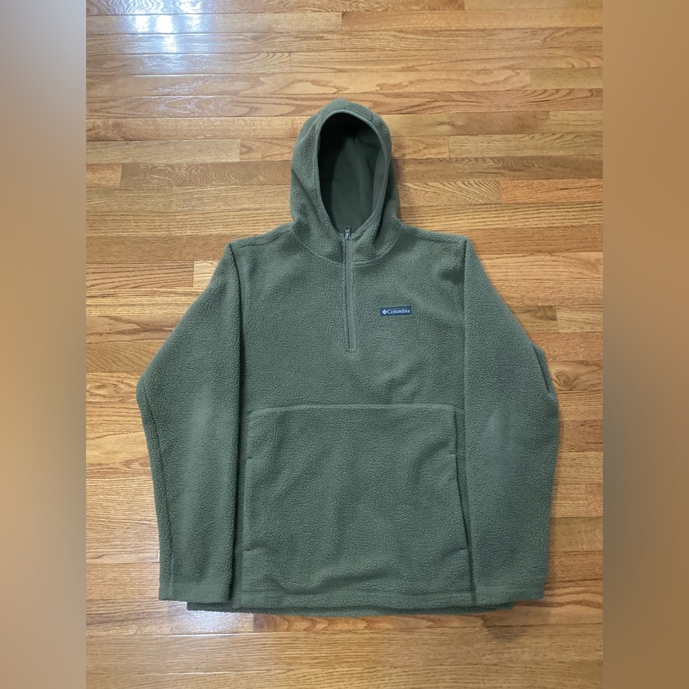 Columbia Boulder Springs Faux Shearling Fleece Quarter Zip Hoodie size medium